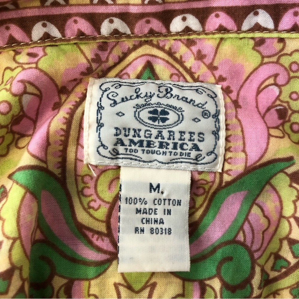 Lucky Brand Paisley Floral Retro Y2K Button Up Shirt - Picture 6 of 7